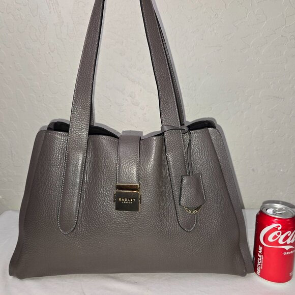 Radley London Sloane Street Large Zip-Top Gray Pebble Grain Leather Shoulder Bag - Picture 2 of 16